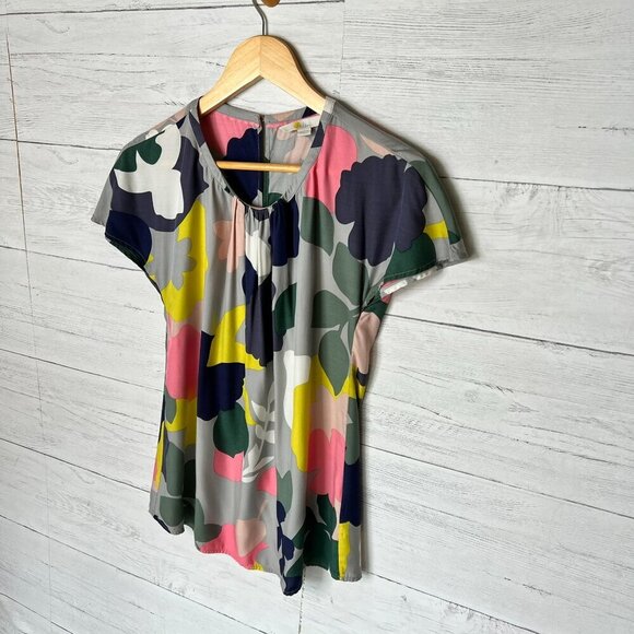 Boden Blouse Womens Size US 2 Colorful Ravello Floral Silk Blend Springtime - Picture 4 of 15
